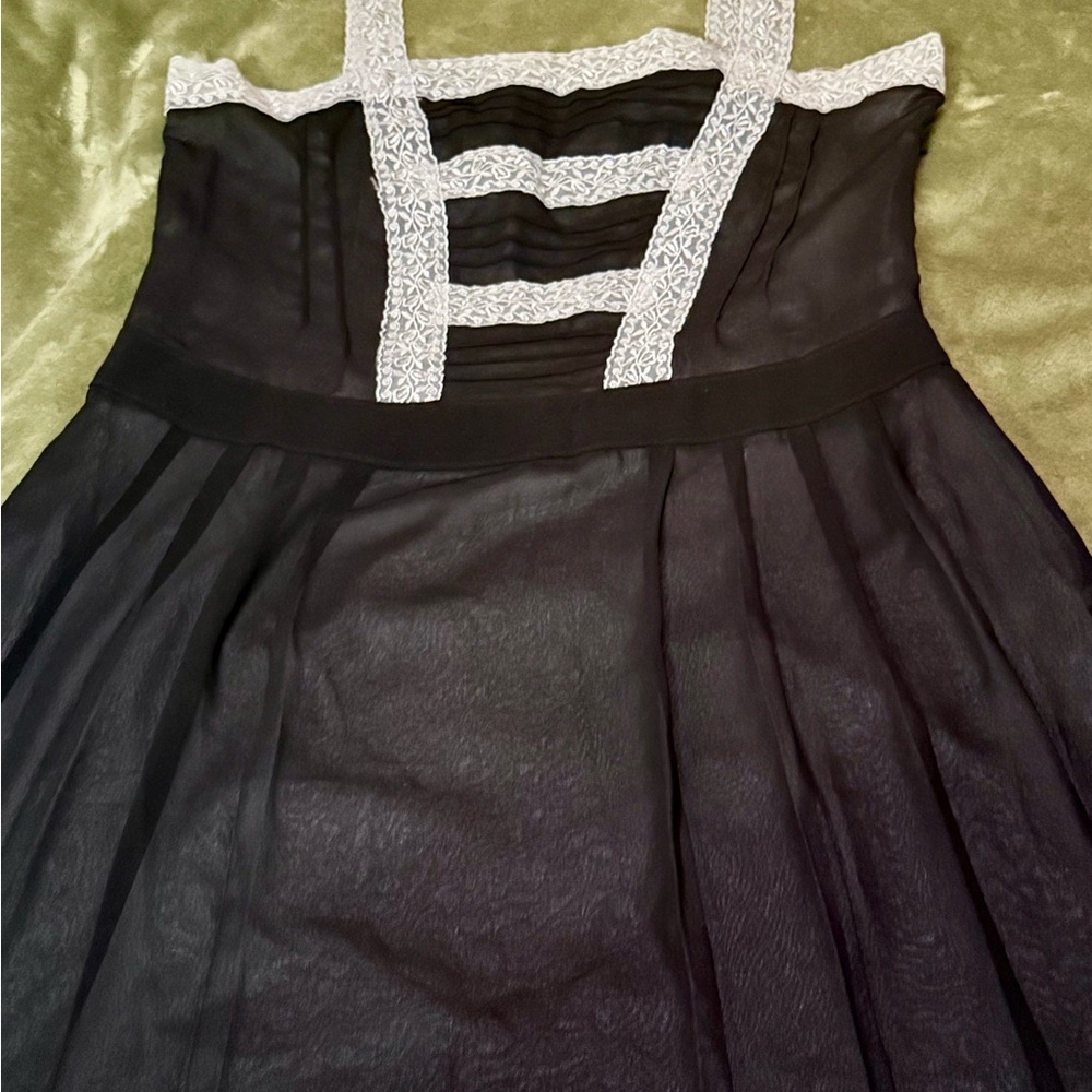 Kimchi Blue Black Babydoll Dress M Lace Trim Bustier Corset Whimsy Goth,coquette